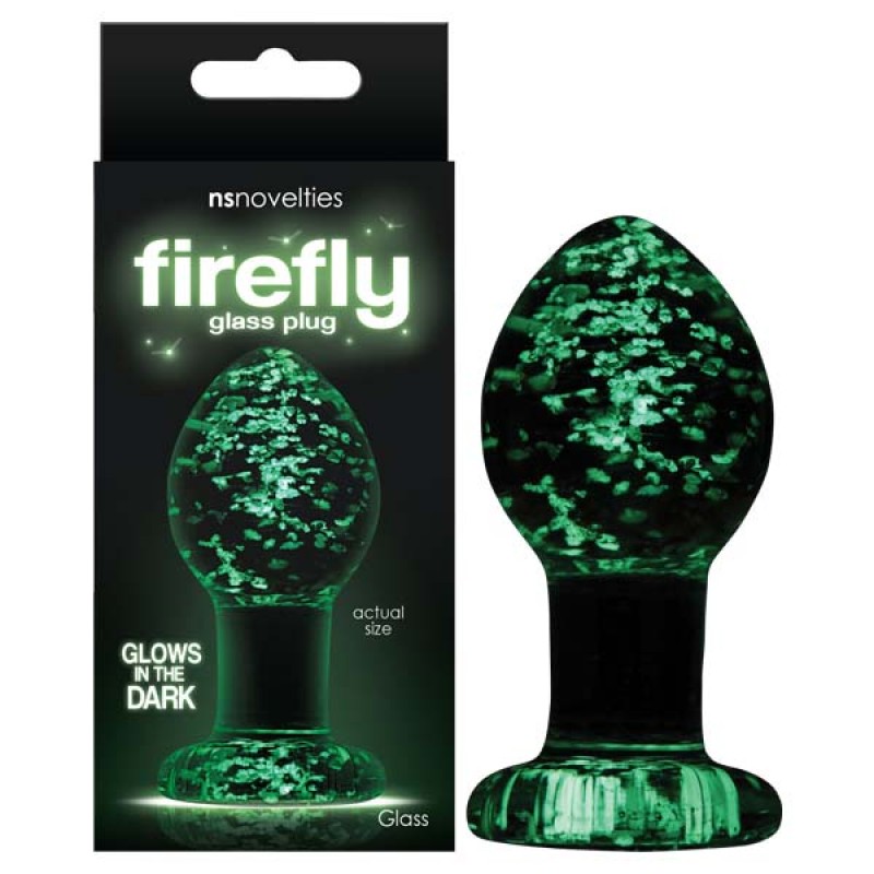 Firefly Glow in the Dark Clear Glass Plug - Medium